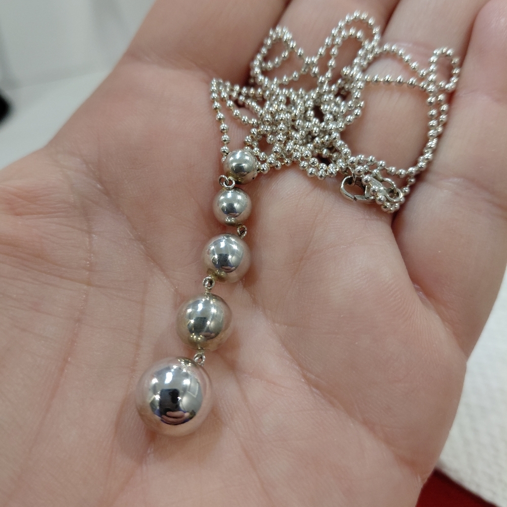 Tiffany Five Ball Drop Necklace Long Chain